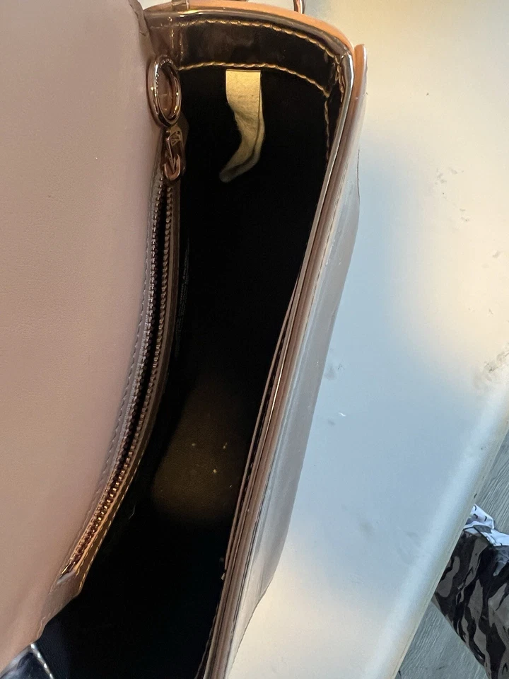 Off White Binder Clip Flap Bag Mirror Faux Leather Mini  - Image 4 of 4