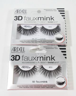 2 pair Ardell 3D Faux Mink False Eyelashes #853 BLACK