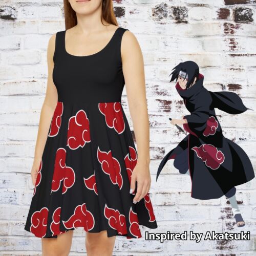 Akatsuki Cosplay Naruto Kawaii Damen Skaterkleid, Anime Manga japanisch - Bild 1 von 12