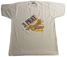 Los Angeles Lakers 3 Peat Vintage T-Shirt PISS ON THE PISTONS NOS XL 1989 NBA LA