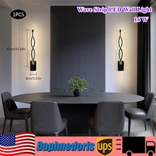 Modern Black Creative Wave Strip Led Wall Light Fixture Industrial Wall Sconce