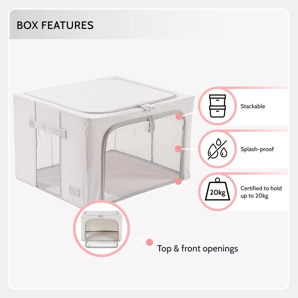 Periea - Beau - Collapsible Home Storage Boxes with Steel Frames - 5 Sizes - Image 4 of 4