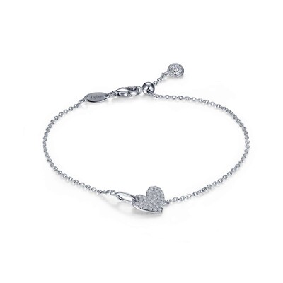*BRAND NEW* Sterling Silver Platinum-Bonded Shimmering Heart Bracelet