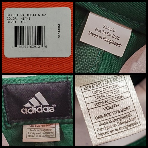 Adidas Youth Orange Green Baseball Hat Cap Adjustable UM Miami Hurricanes READ - Picture 10 of 10