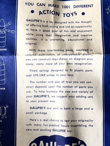 1940-50 Galupee's Childs Assembly Building Toy Action Pilot Plastics Paterson NJ - Picture 6 of 11