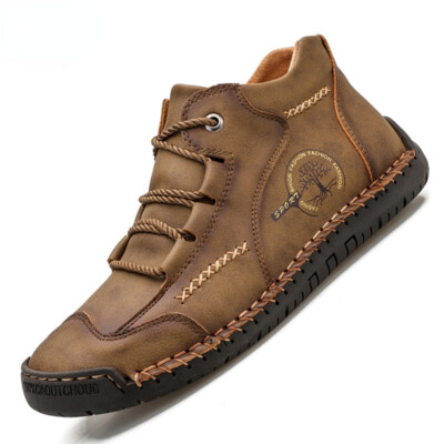 Fashion Men's Quality Leather Casual Shoes Breathable Lace Up Comfortable Boots 