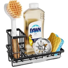 Sink Caddy Sponge Holder Kitchen Sink Organizer With High Brush Holder For Count