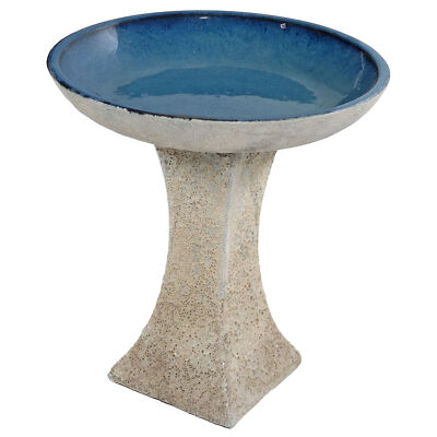 Nantes Lava Finish Bird Bath - White Distressed Ceramic by Sunnydaze