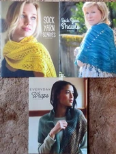 KNIT PICKS - Three (3) Titles - Sock Yarns Scarves, Shawls, Everyday Wraps