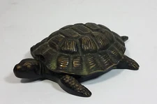 Vintage Brass Turtle Ashtray GES Gesch Germany Two Piece Trinket Dish