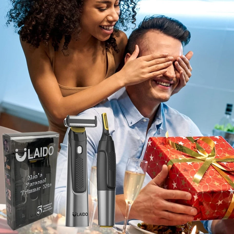 Kits de aseo de afeitadora corporal eléctrica impermeable cortapelos recortadora de barba para hombre Foto 3 de 4