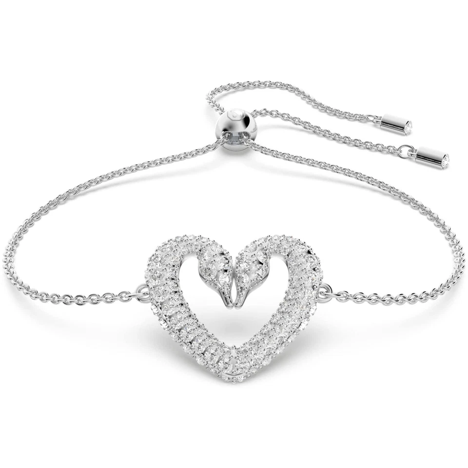 Swarovski Women's Bracelet Una Heart Shape Rhodium Plated Crystal 5625534