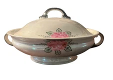 Z.S. & Co Bavaria Opalescent Hand Painted Roses Covered Tureen Gold MINT 1900s