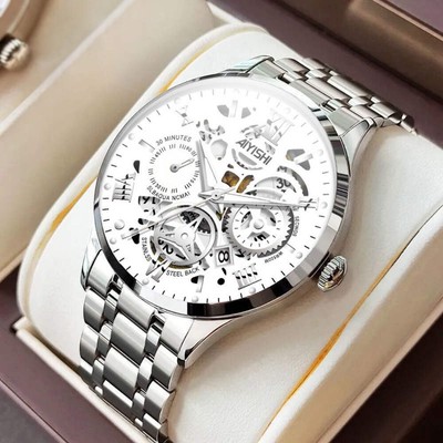Men's Quartz Waterproof Watch with Stainless Steel Band, Various Colors and Styl