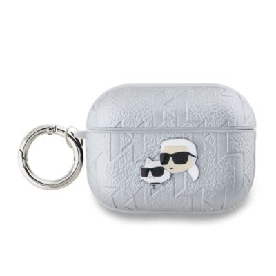 Karl Lagerfeld PU geprägt Karl und Choupette Kopf Case für AirPods Pro 2 Silber