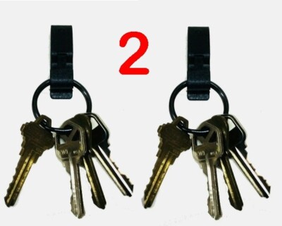 BLACK Over the Belt loop 2 sets of Steel Key Ring  Keeper Fits up to 1-3/4'' Belt