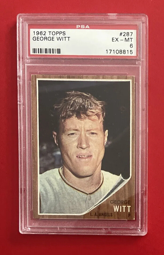 1962 TOPPS GEORGE WITT #287 PSA 6 Graded Baseball Card Los Angeles Angels Vtg view 2