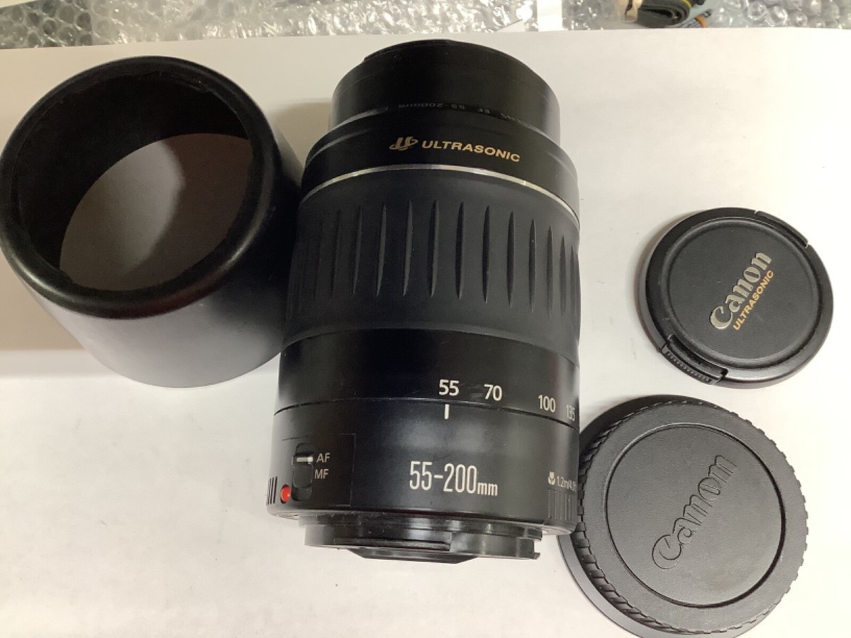 Canon Ultrasonic 55-200mm Lens with caps and hood | eBay