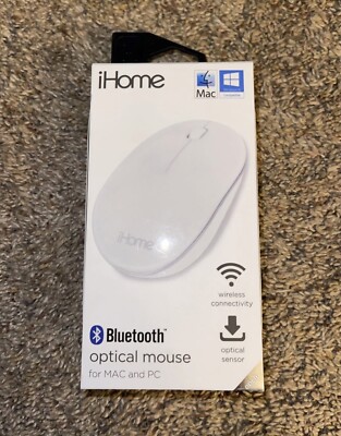 iHome Bluetooth Optical Mouse for Mac PC Wireless White New in Box