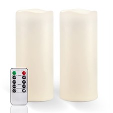 10" x 4" Large Waterproof Outdoor Flameless Candles with Remote Control and T...