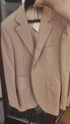 Herren Sportcoat sakko jacke Brunello Cucinelli 54 Cotton Herringbone Beige
