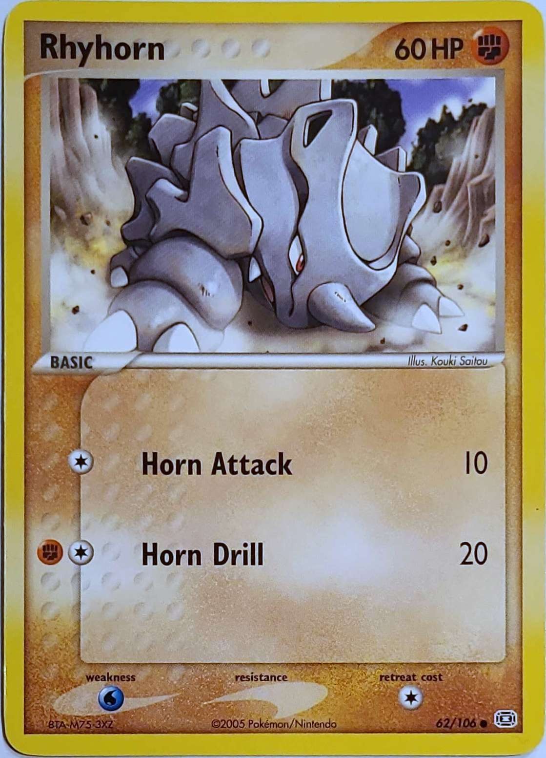 Rhyhorn 62/106 Common Emerald Pokemon Lightly Played