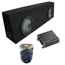 Universal Regular Cab Truck Harmony R124 Dual 12" Black Sub Box & CXA400.1 Amp