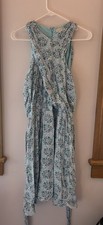 NWT Womens Dress- LOFT-blue floral 'Bloom Crossover Halter' A-line-12