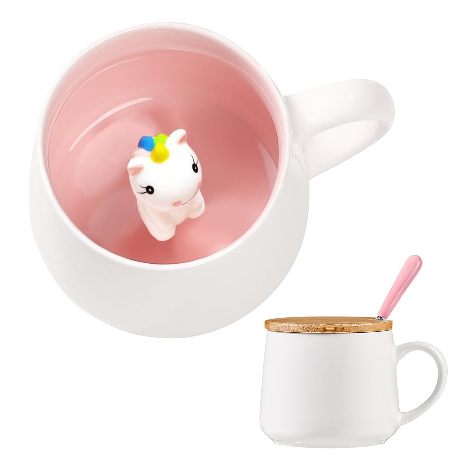 Mug licorne 3D en céramique avec couvercle et cuillère pour filles