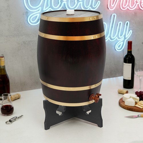 30l Wooden Wine Barrel For Home Brewing Freestanding Whiskey Barrel With Stand