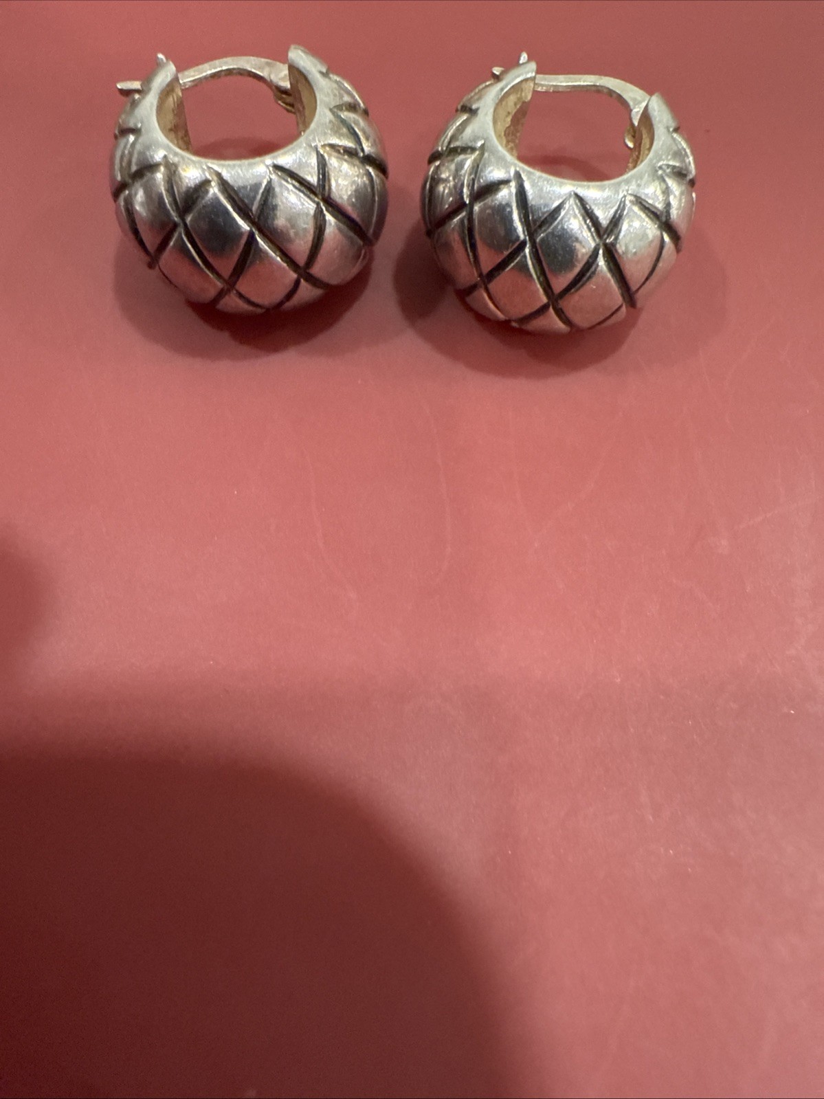 Vintage 925 Pineapple Silver Solid Half-Hoop Earr… - image 2