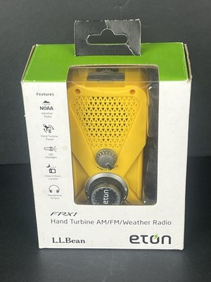 LL Bean Elon FRX1 Hand Turbine Yellow Am/Pm Weather Radio New In Box