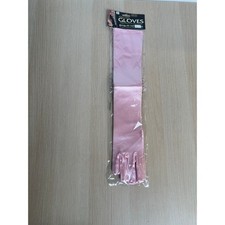 Long Pink Satin Gloves - New