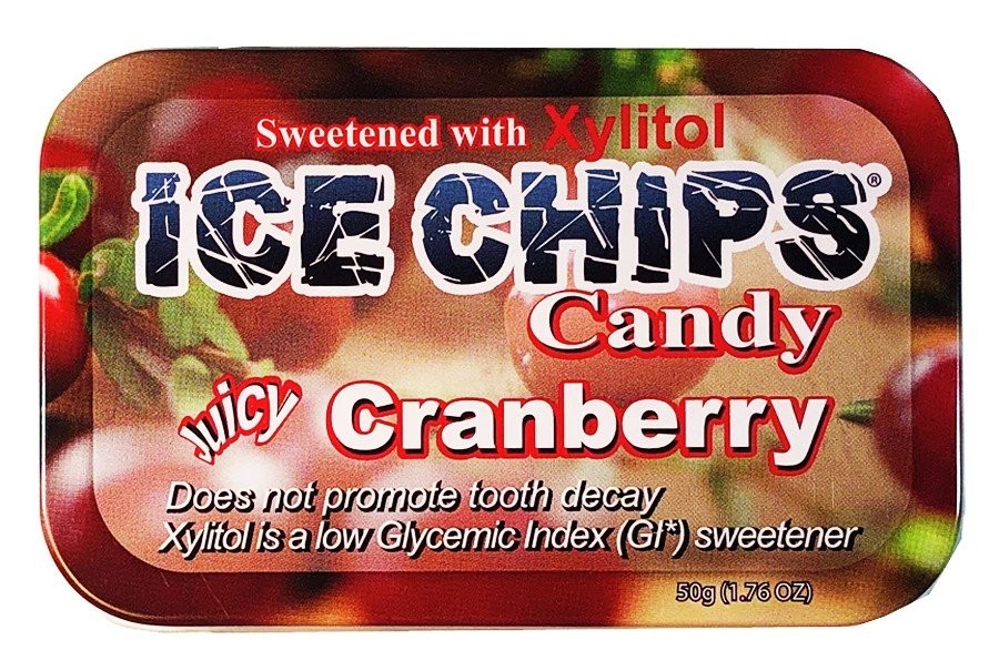 Ice Chips Candy Конфеты ручной работы в жестяной банке с клюквой 1,76 унции Конфеты