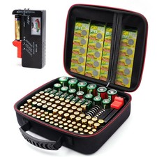 Battery case organizer with Tester BT168 , Battery Storage case Holds 126 Ba...