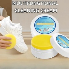 Shoe Cleaning Cream with Sponge Multi-Functional Cleaning Stain Removal Cream
