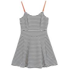 Hem & Thread Mini Dress Womens Medium Black White Striped Summer Sundress