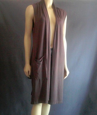 Bryn Walker Taupe Brown Hi Low Large Pocket Long Vest M