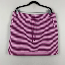 Chicos Zenergy Skort Size 3 US XL Pink White Stripe Pockets Drawstring
