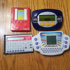 Pocket Handheld Game Lot Wheel of Fortune Family Feud Connect 4 Wordgames Tested