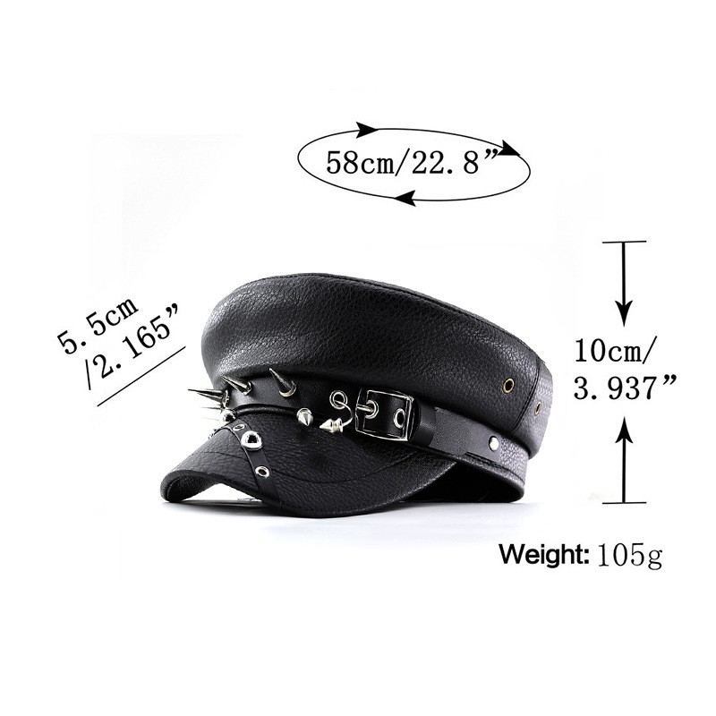 Women Punk Studded Beret Hat Hip Hop Cap Flat Newsboy Faux  display picture 1