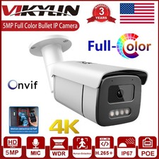 Vikylin 5MP PoE CCTV IP Camera w/ MIC Outdoor Full Color Night Vision Bullet US