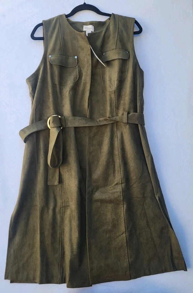 Chico's Faux Suede Vest Wrap Belted Sleeveless Tunic Long Jacket Sz 2 (US L/12) - Image 4 of 4