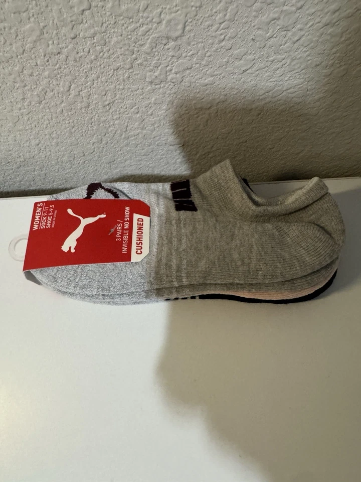 Paquete de 3 calcetines forrados Puma Terry No Show para mujer talla 9-11 grandes Foto 3 de 4