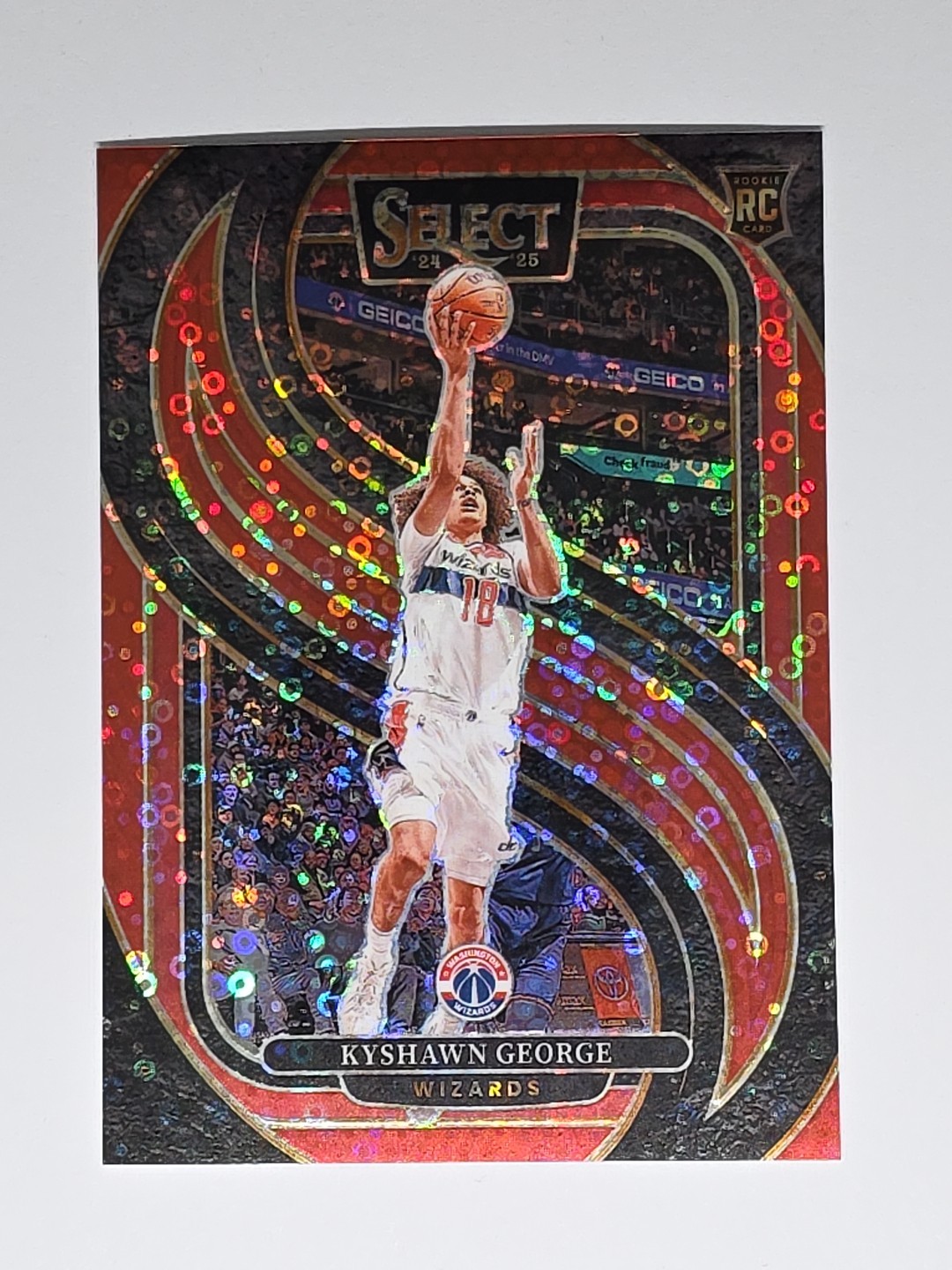 2024-25 Panini Select Kyshawn George /49 RC Red Disco Prizm Rookie Wizards #177