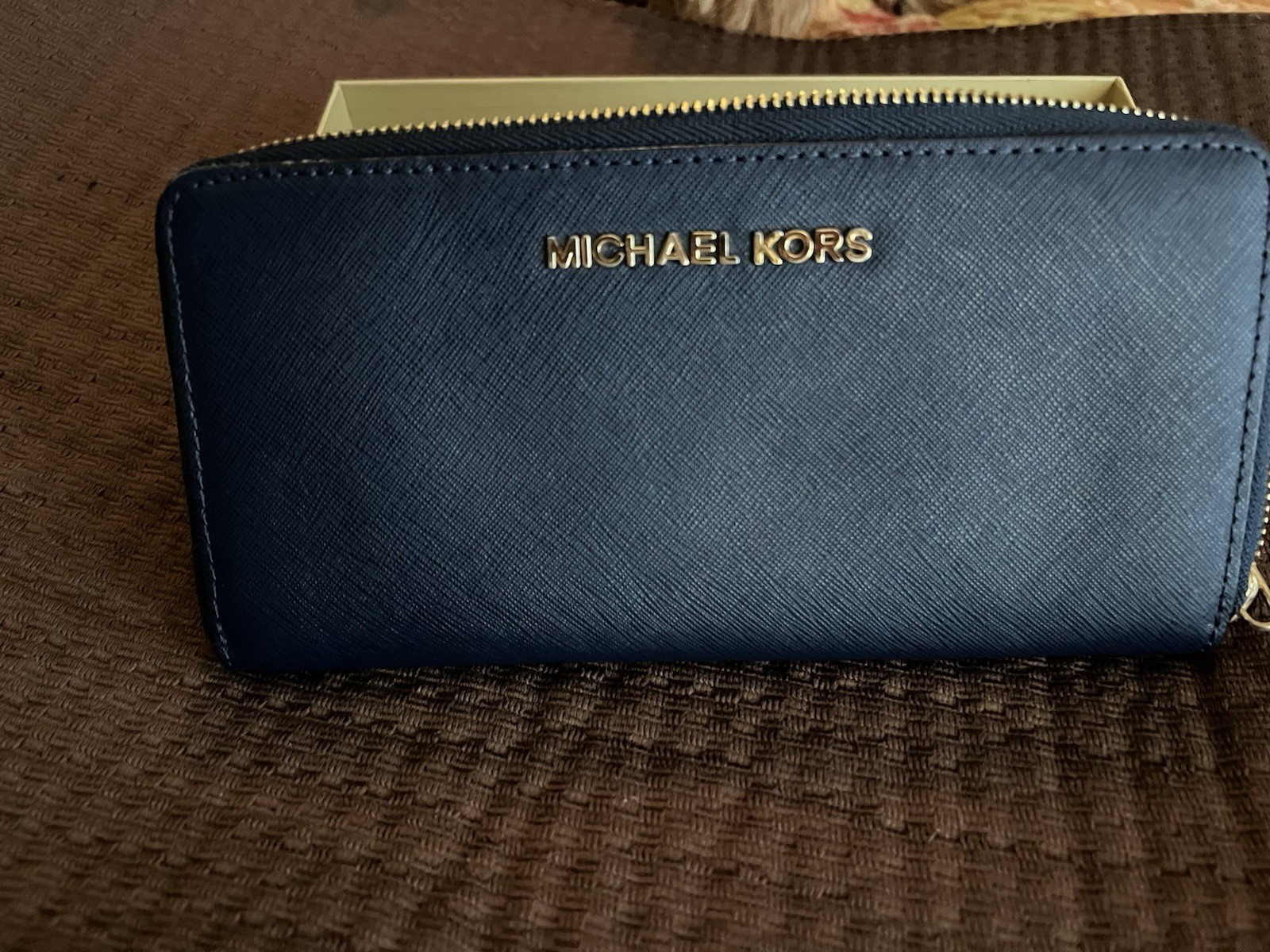 Michael Kors Blue Leather Zip Around Wallet