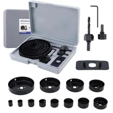 Hole Saw Set with 3/4" to 5"(19Mm-127Mm) 19PCS Hole Saw Kit for Soft Wood, Plast