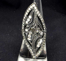 Ring silver 925 LEAF FLOWERS SHAPE WITH WHITE STONES US /4.75 EUROPE 8/48