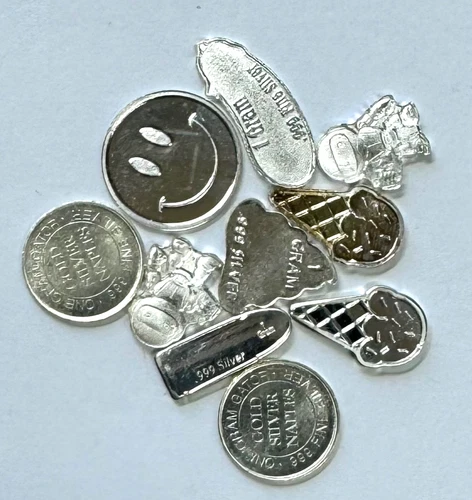 Miscellaneous Lot of 1 gr .999 Fine Silver Rounds, NR.