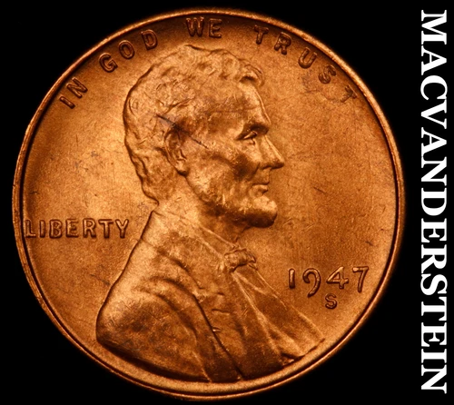 1947-S Lincoln Wheat Cent- Red- Choice Gem Brilliant Uncirculated Luster #i9919